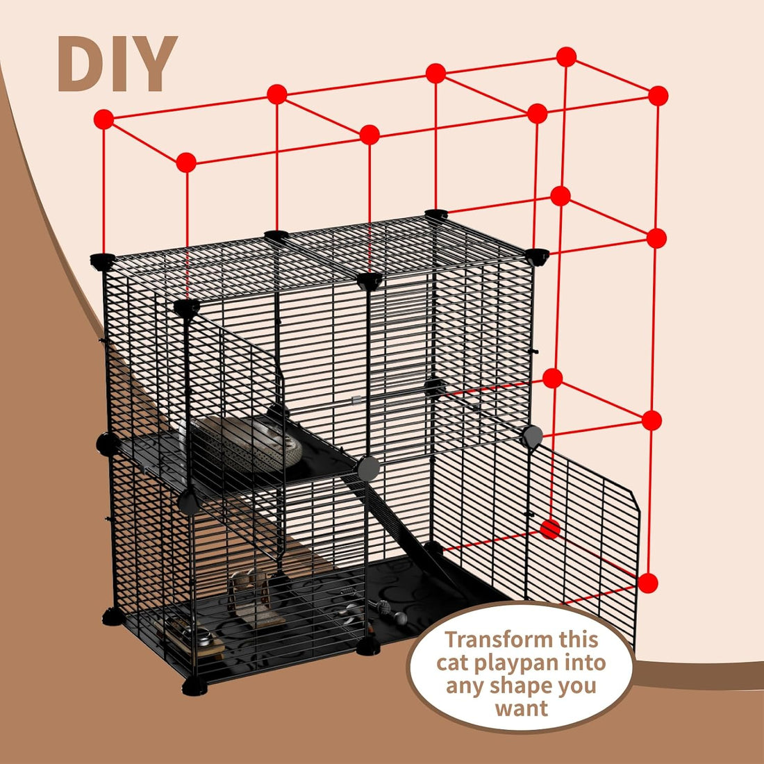 STILLCOVE Small Cat Cage Indoor, with Hammock & Non-Slip Pads