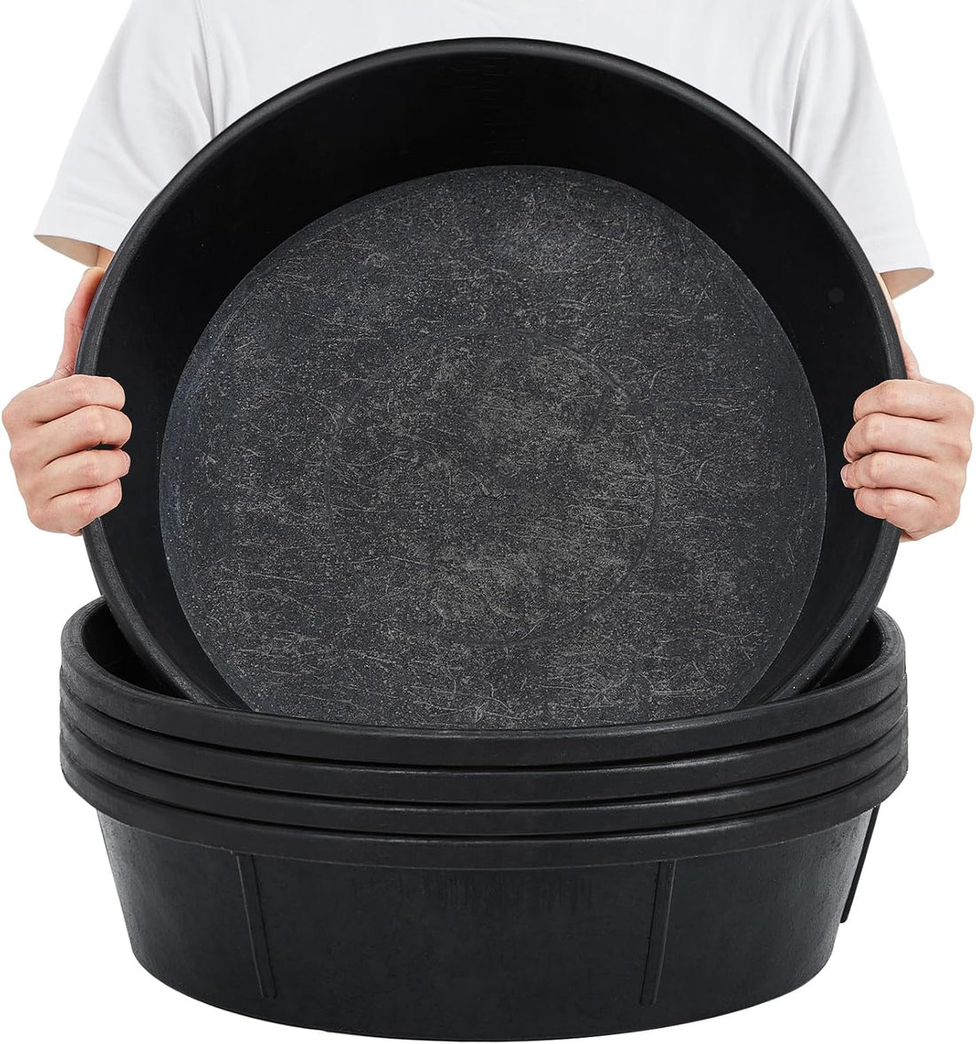 Sadnyy 2 Pcs 4 Quart/ 1 Gallon Rubber Feeder Pan Horse Feed Bucket