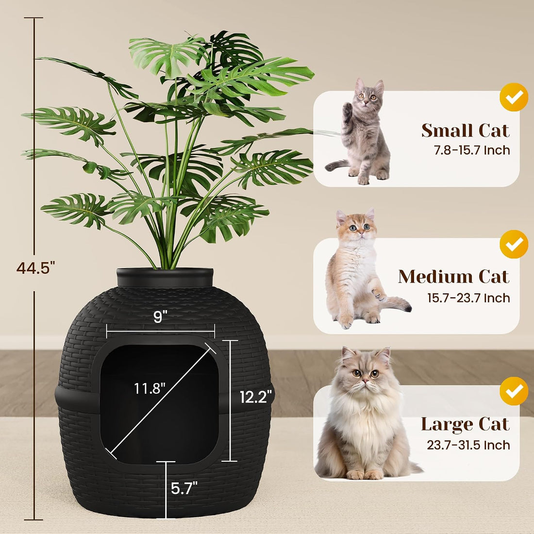 FansaFurn Large Cat Litter Box, Hidden Litter Box with Faux Plant