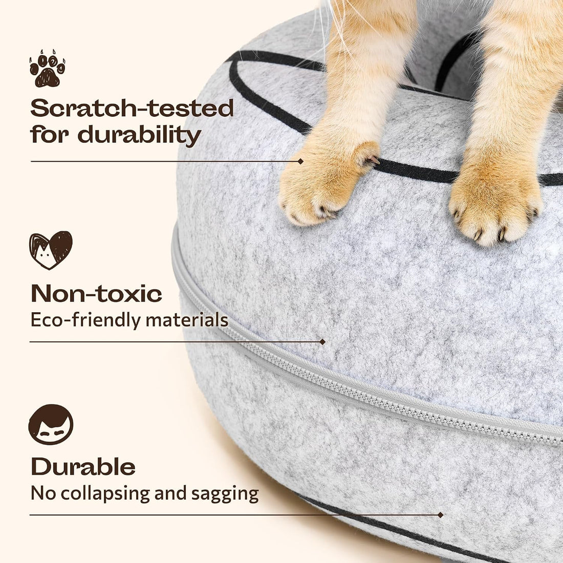 Peekaboo Cat Cave Donut - Cat Tunnel Bed for Indoor Cats
