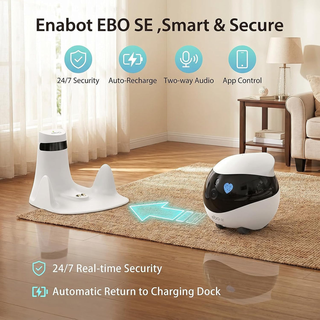 Enabot EBO SE Rolling Robot Camera with 2-Way Talk,Pet Indoor Home