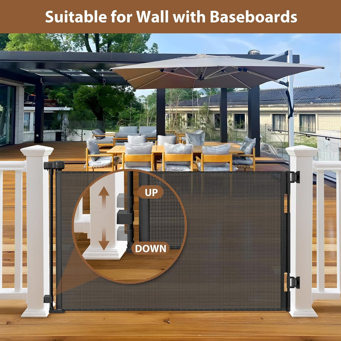 Weatherproof Outdoor Retractable Gate for Dogs with No Rust Stainless