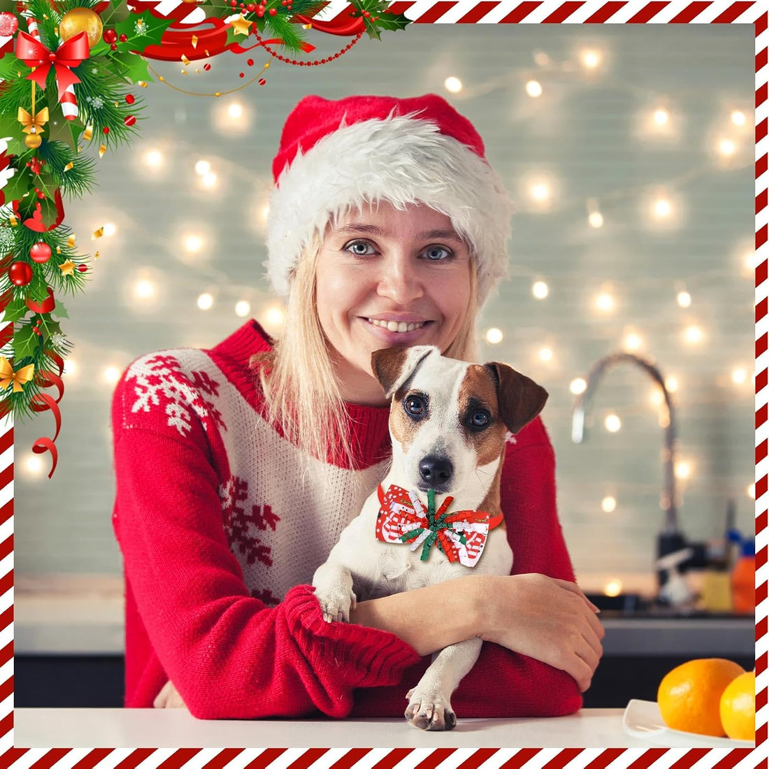Huhumy 100 Pcs Christmas Dog Bow Ties Small Medium Pet Collar
