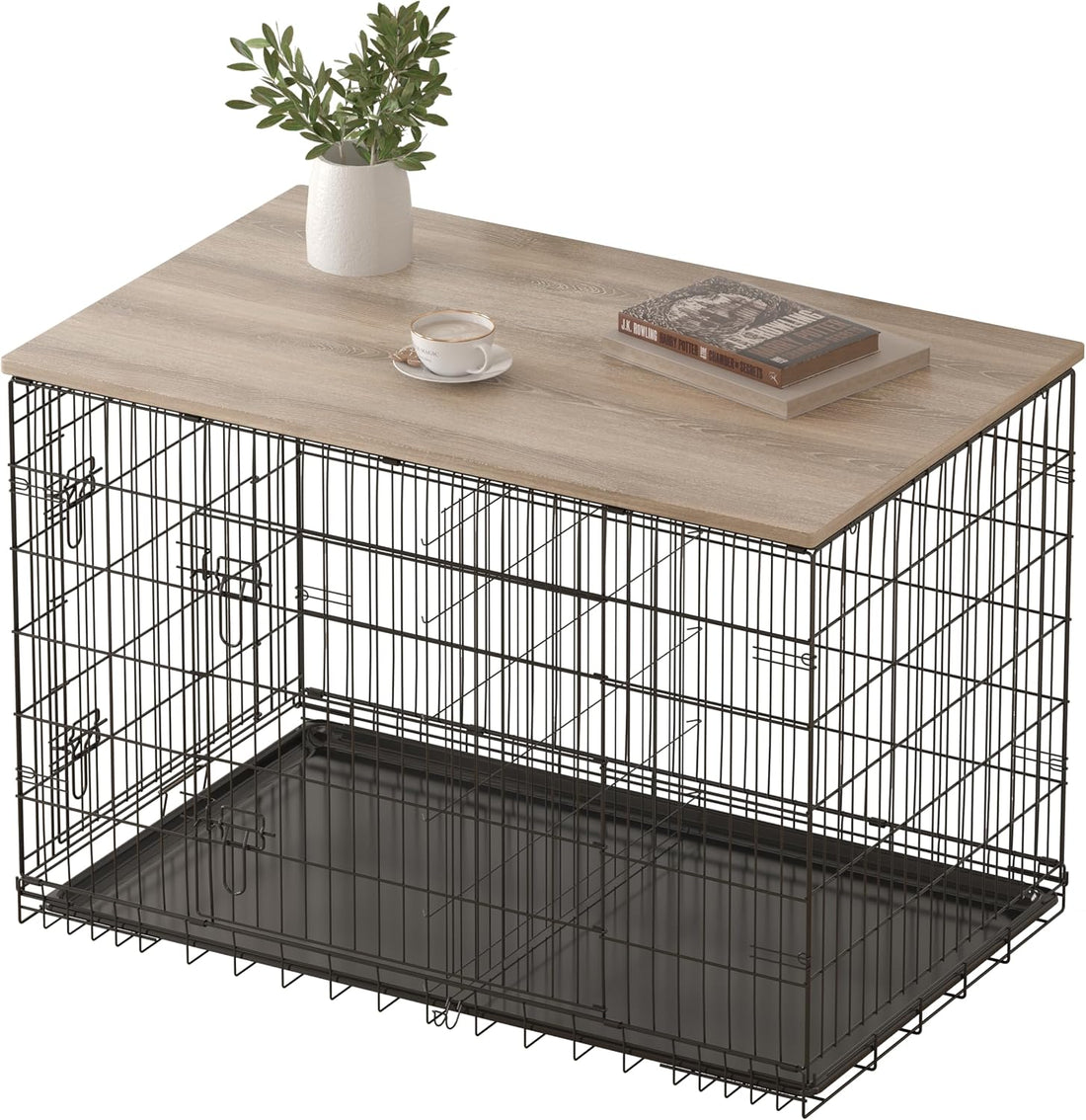 Piskyet Dog Crate Topper Wood Countertop