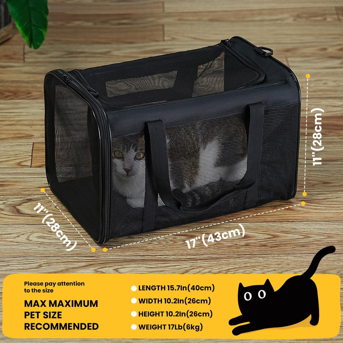 Conlun Cat Carrier Bag,Soft-Sided Pet Carriers for Dogs with 4-Sided