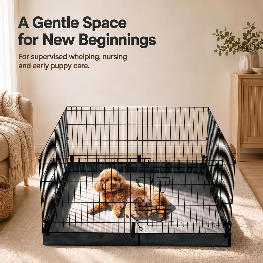 Foldable Dog Playpen,24in 8 Panels Metal Pet Exercise Fence