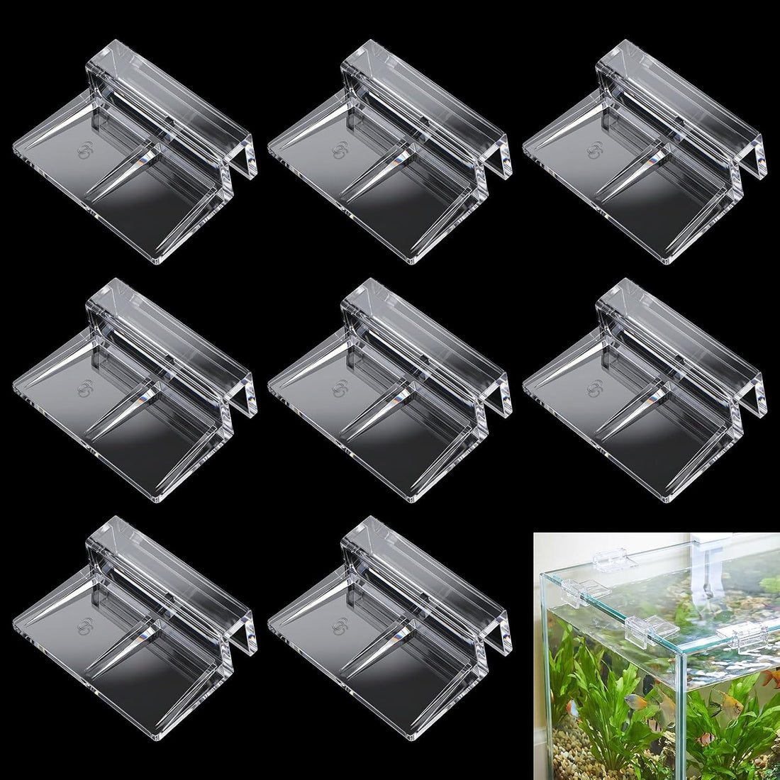 LLOUSSAK 8 Pcs Aquarium Lid Clips, Clear Acrylic Fish Tank Lid Holder