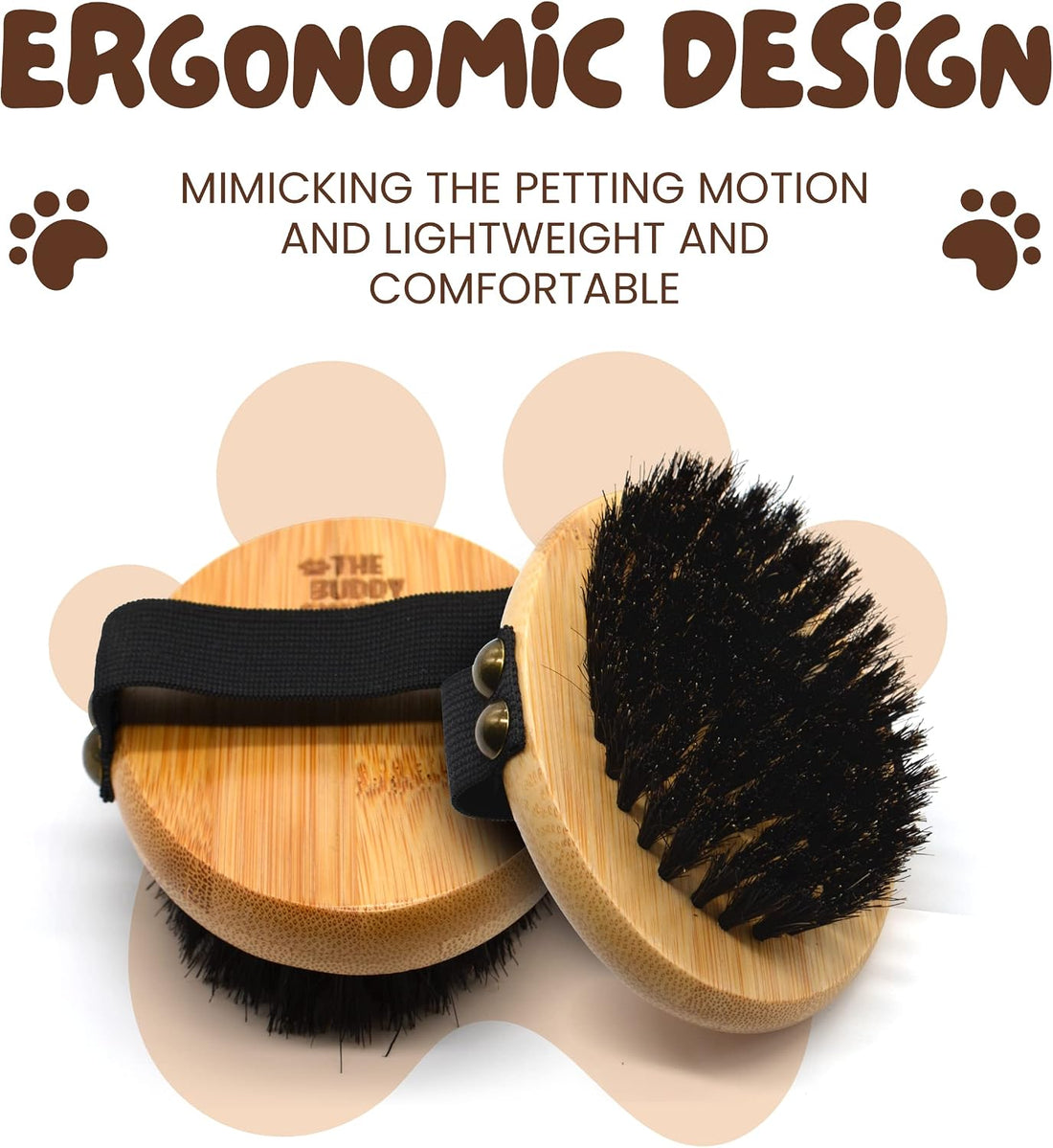 The Buddy System Pet Close Brush, Soft Touch Oval Palm Brush