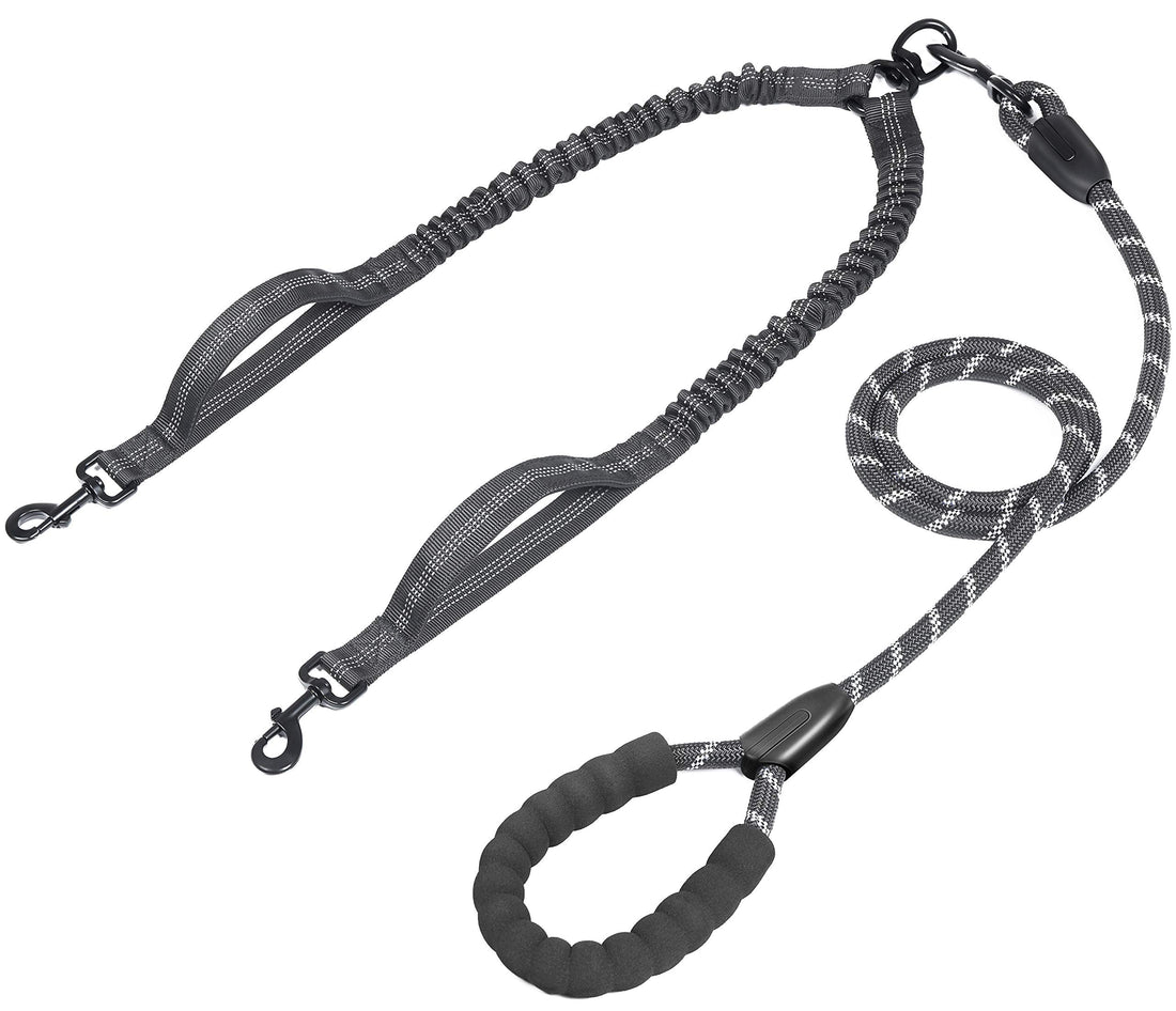 iYoPets Double Dog Leash with Two Extra Traffic Handles