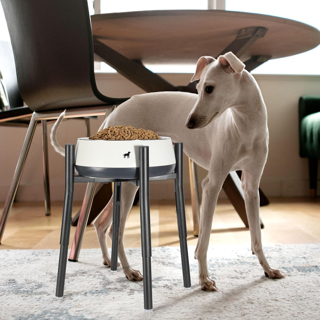 PROERR Raised Single Dog Bowl Stand for Medium Large,Adjustable