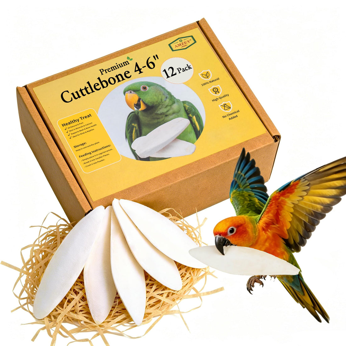 Amzey 12 Pack Cuttlebone for Birds