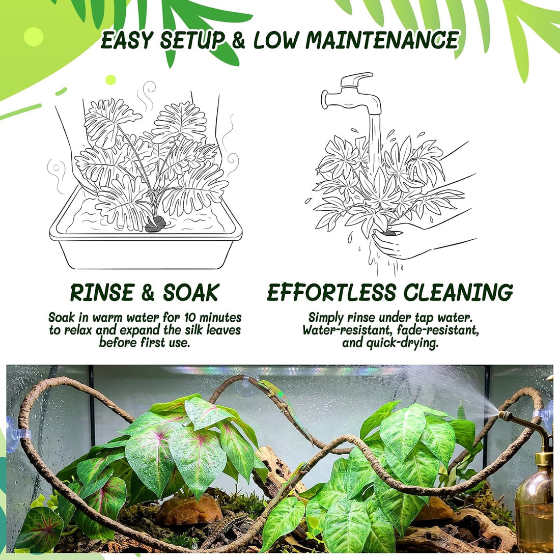 3PC Reptile Terrarium Habitat Decor Kit