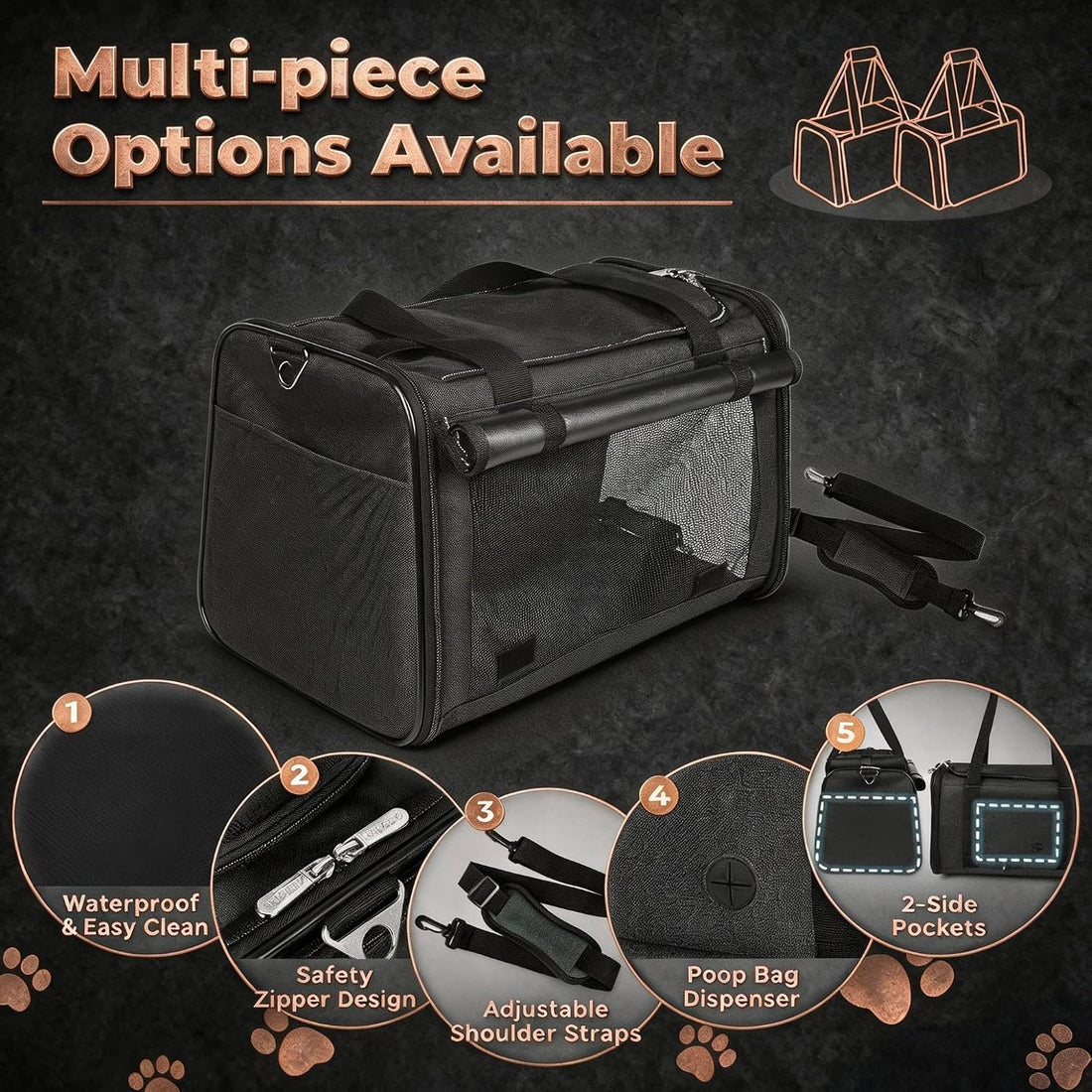 YUDODO 25lbs Cat Carrier Lightproof Soft Sided Pet Carrier for Large