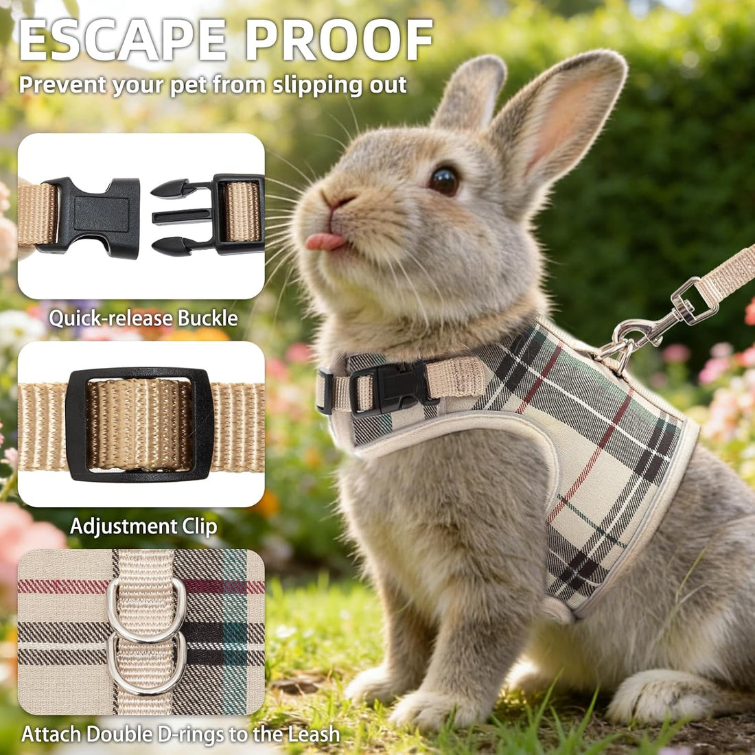 PUPTECK Bunny Rabbit Harness and Leash Set