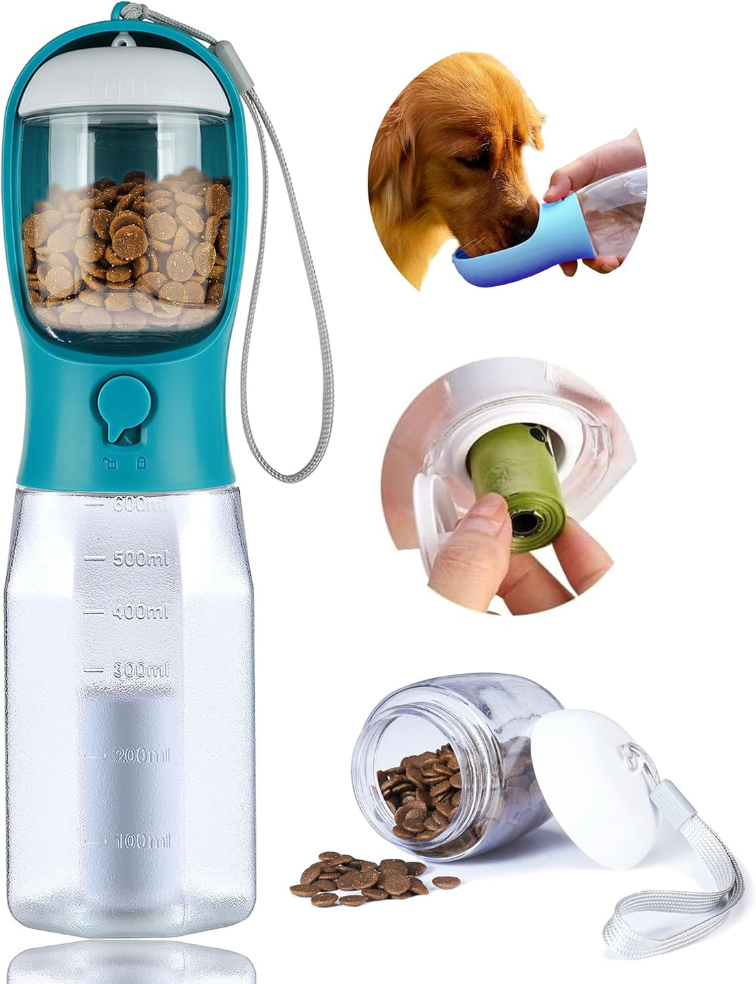 Dog Water Bottle with Food Container