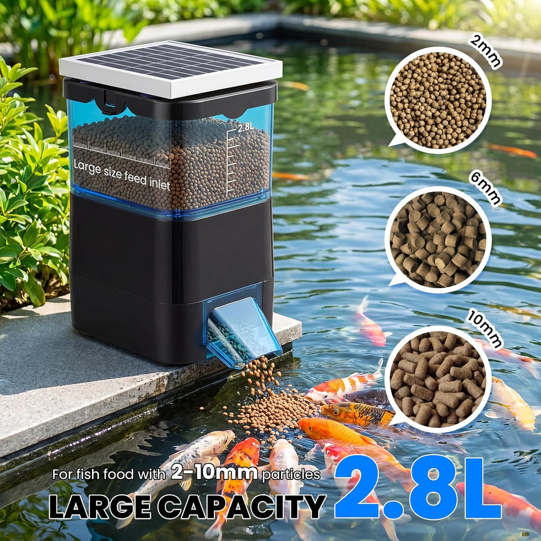 NEWTRY Automatic Pond Fish Feeder