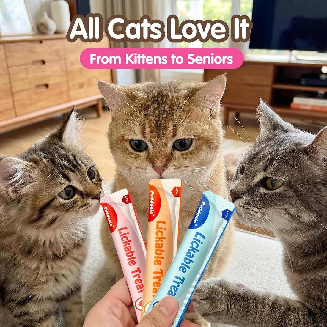 Lickable Cat Treats, High-Meat Purée, 0.5 oz Tubes, 20 Count