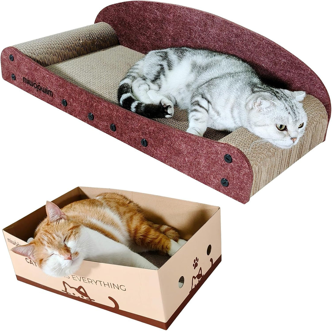 miwoowim 26'' Large Cardboard Cat Scratcher Bed and Box Set