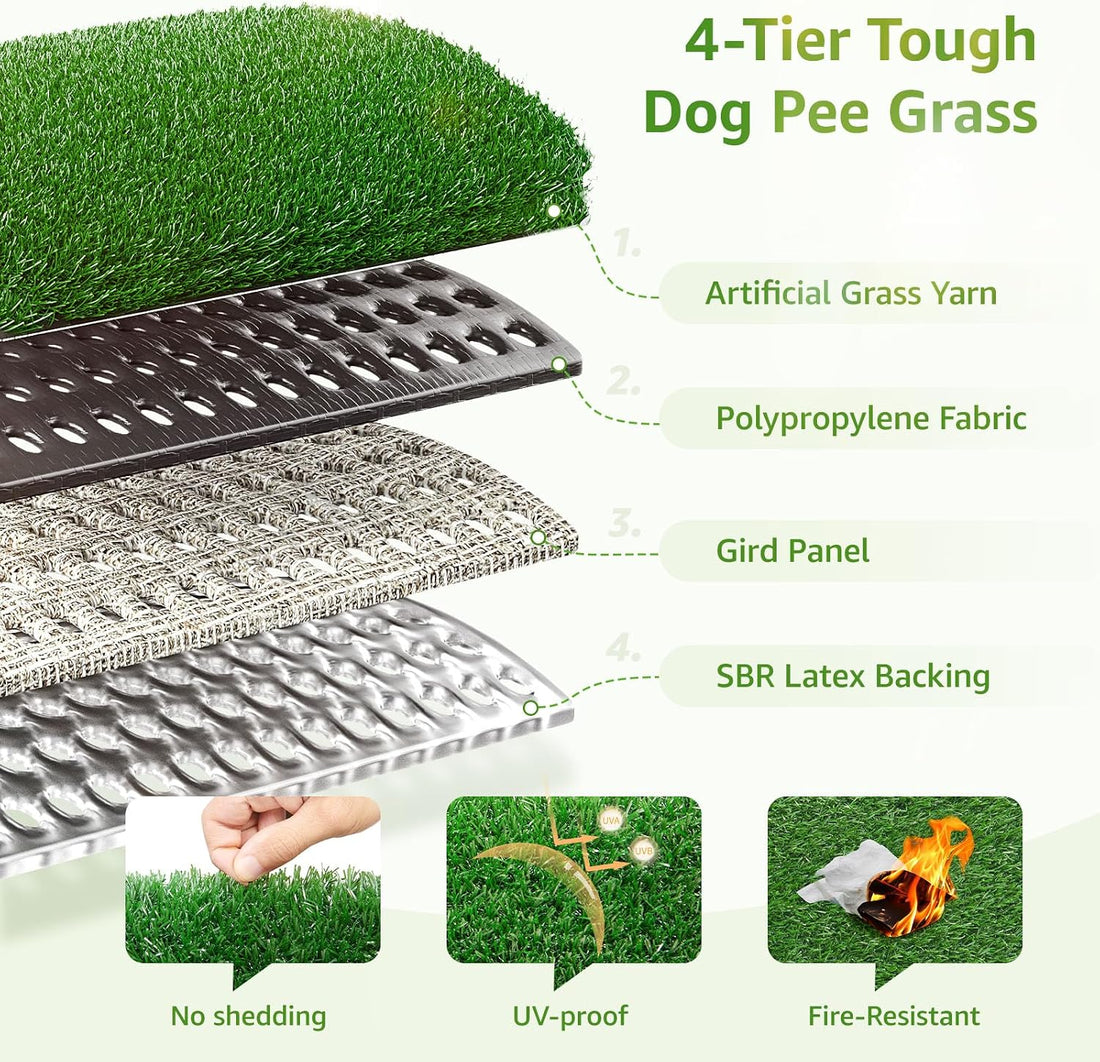LOOBANI Dog Grass Pee Pads, 2 Pack Artificial Grass for Potty Tray