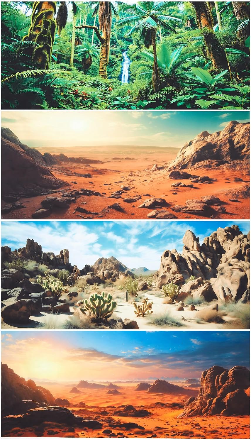 Breling 36 x 18 Inch 4 Pcs Reptile Tank Background,Habitat Scenes