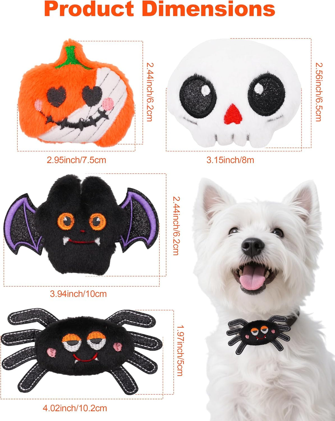 PET SHOW 4 Pack Small Dog Bows Sliding on Collar Attachment