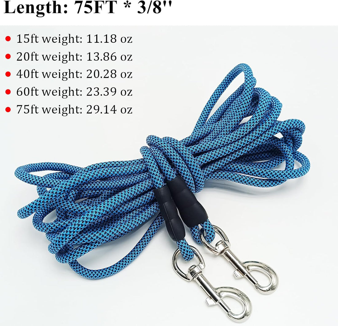15/20/40/60/75FT Long Dog Tether, Tie Out Rope Dog Lead for Yard