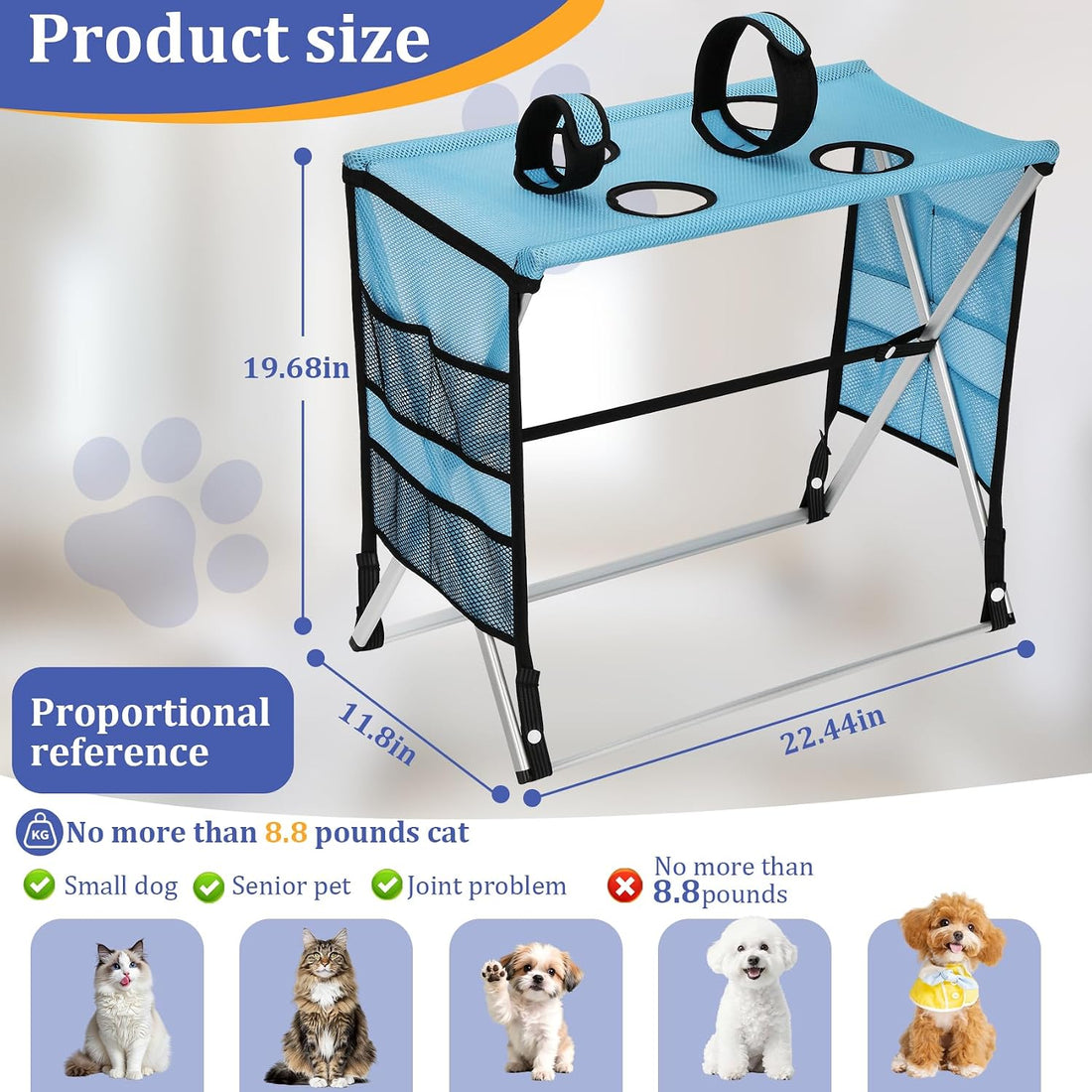 Foldable Pet Grooming Hammock with Stand for Small Dogs & Cats