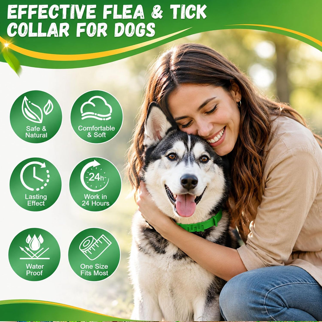 4 Pack Dog Flea Collars for Small Medium Large Dogs, Adjustable