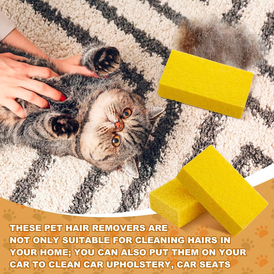 3 Pack Pet Hair Remover Sponge Cat and Dog Hair Sponge