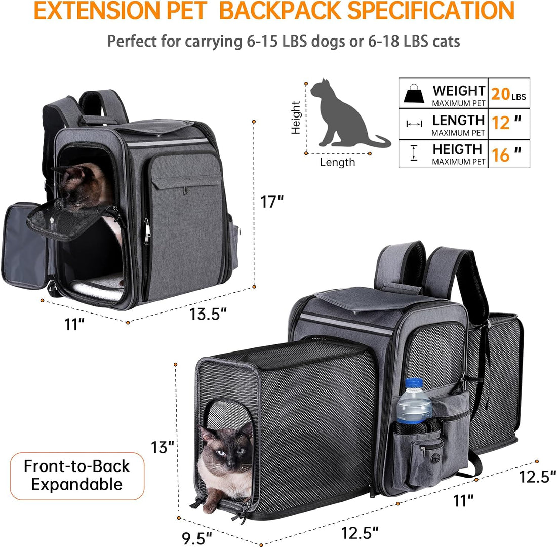 GROXKOX Cat Backpack Carrier,Double Side Expandable Cat Carrier