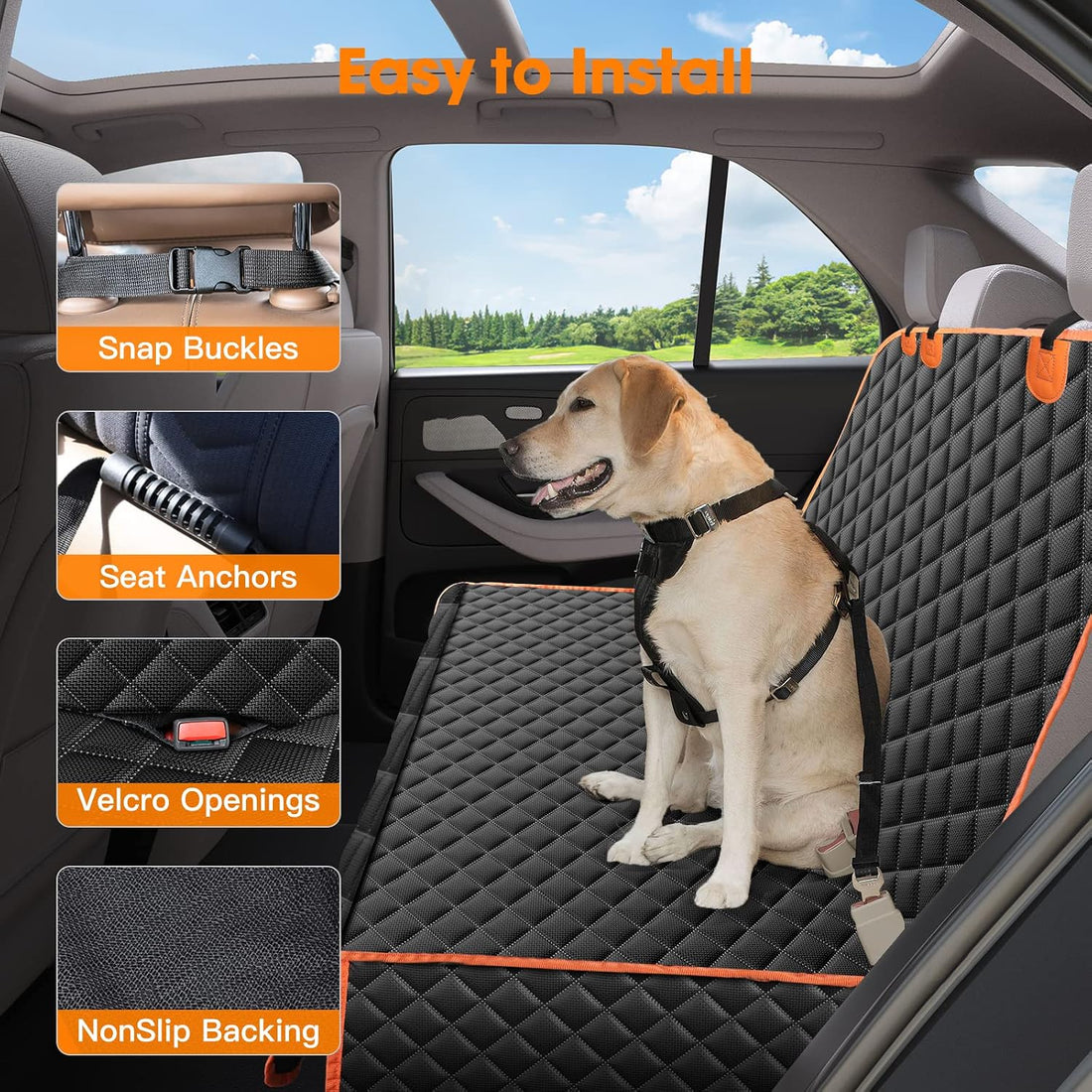 MIXJOY Dog Seat Cover for Back Seat Waterproof Dog Seat Covers
