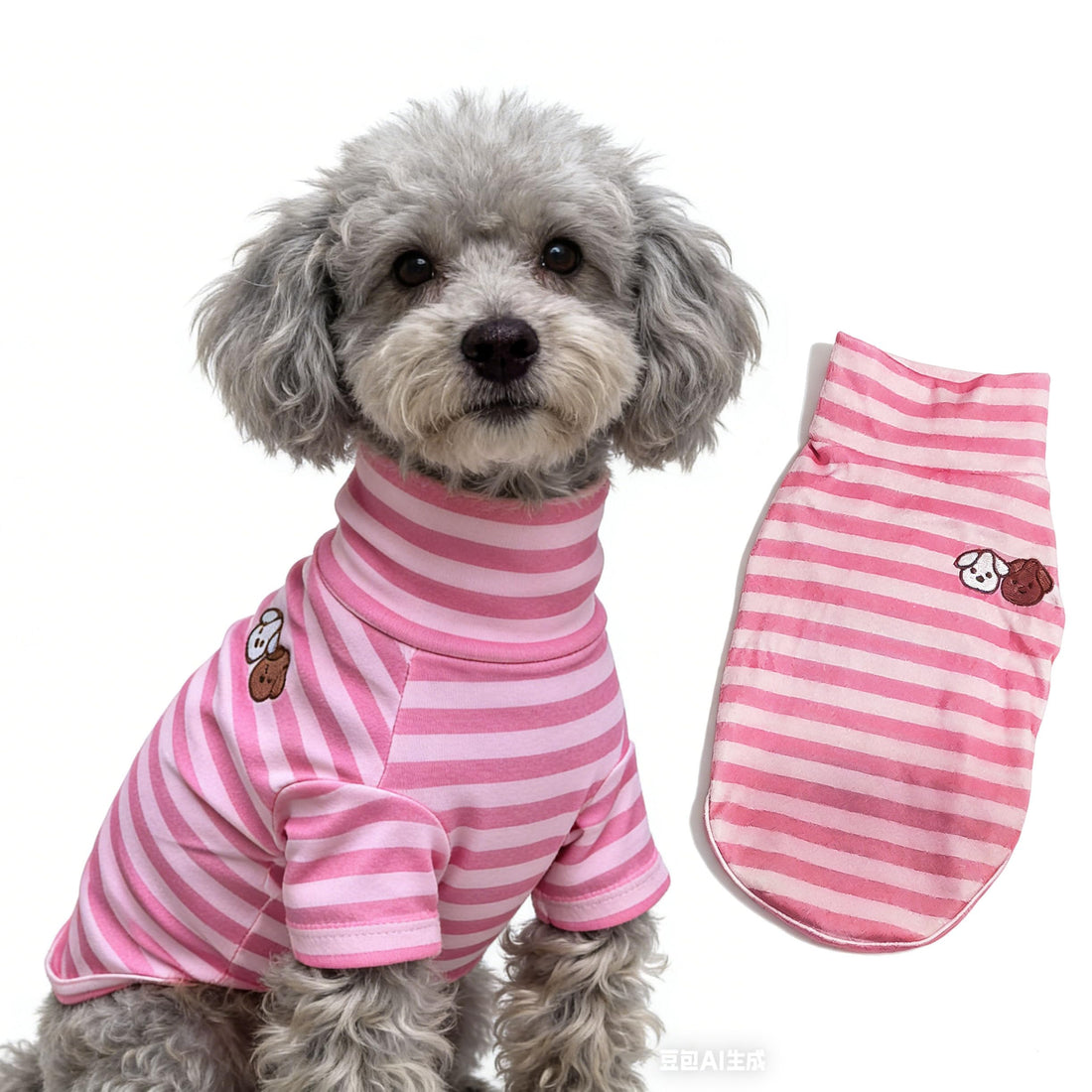 Turtleneck Dog Shirt Embroidery Doggie Soft Puppy Pullover Stretchy