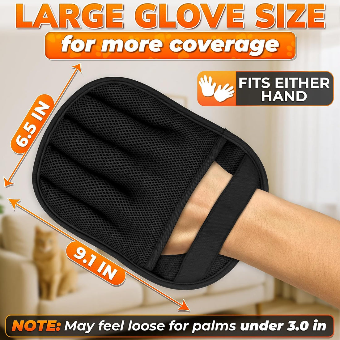 Cat Hair Remover Glove, Electrostatic, Reusable, 9.25 x 6.69 Inch