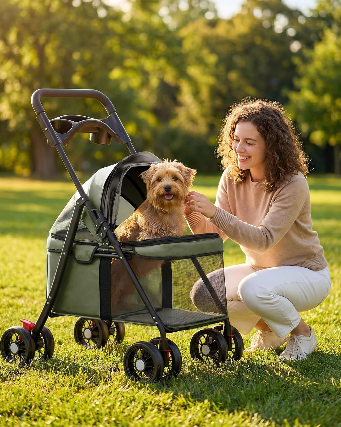 GTPLAYER Foldable Pet Stroller for Small Dogs and Cats
