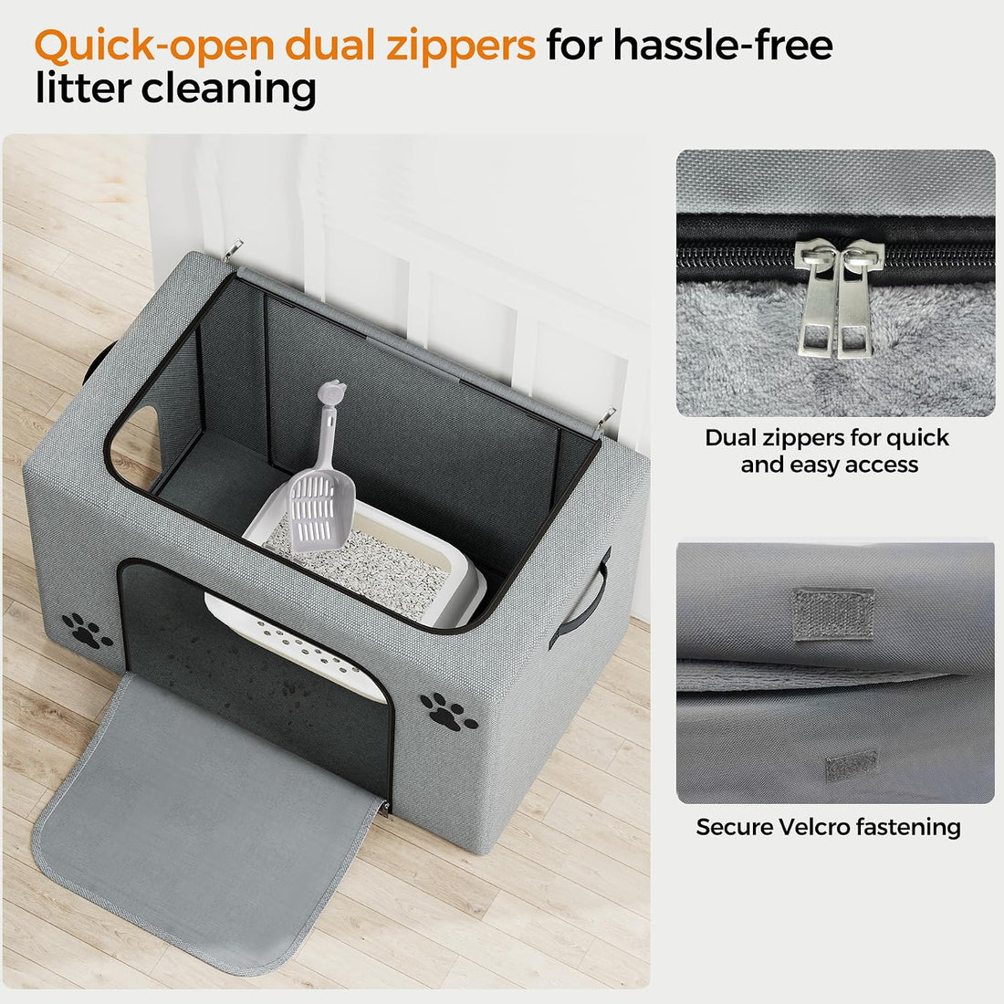 Hidden Cat Litter Box Enclosure with Cat Bed