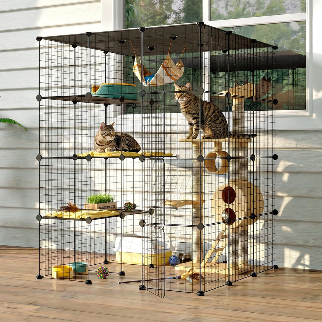 Oneluck 55 Inch Catio Outdoor Cat Enclosure with Super Large Enter