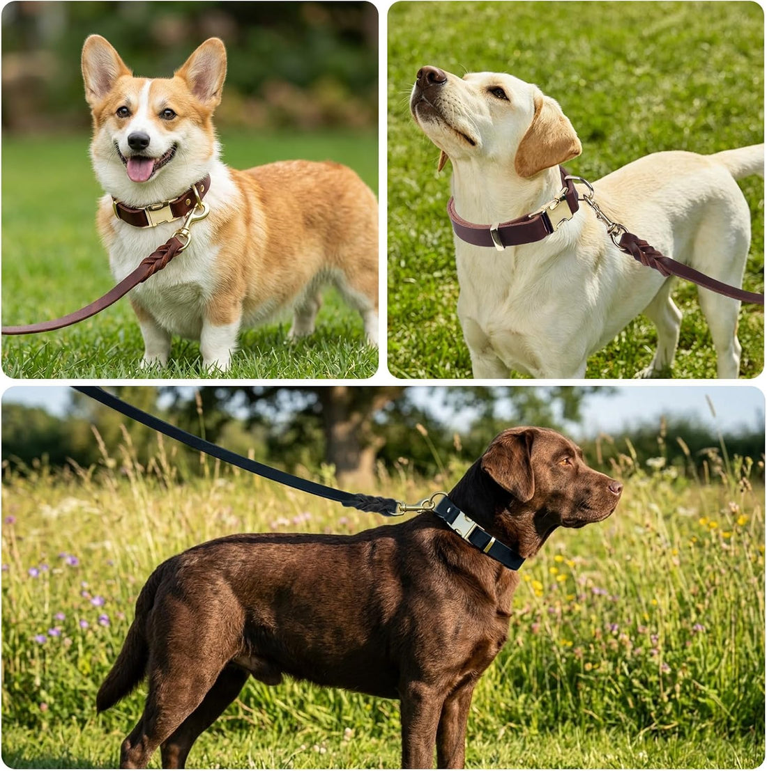 Leather Dog Collar and Leash Set