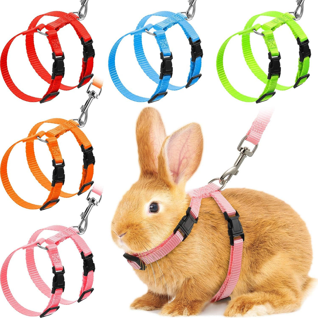 Outus 5 Pieces Adjustable Rabbit Harness and Leash Set