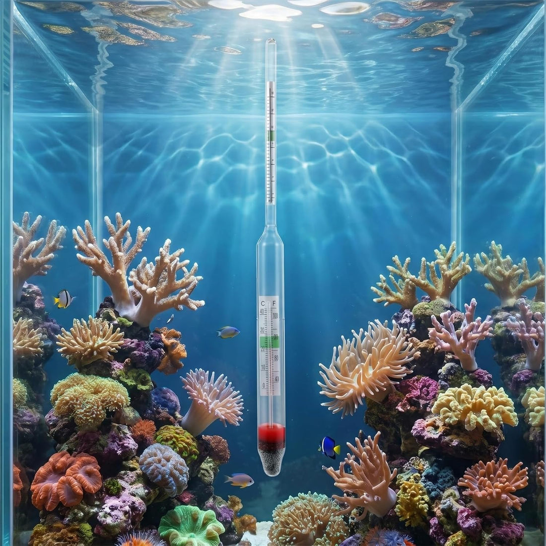 balacoo 4 Pcs Floating Aquarium Hydrometer with Thermometer
