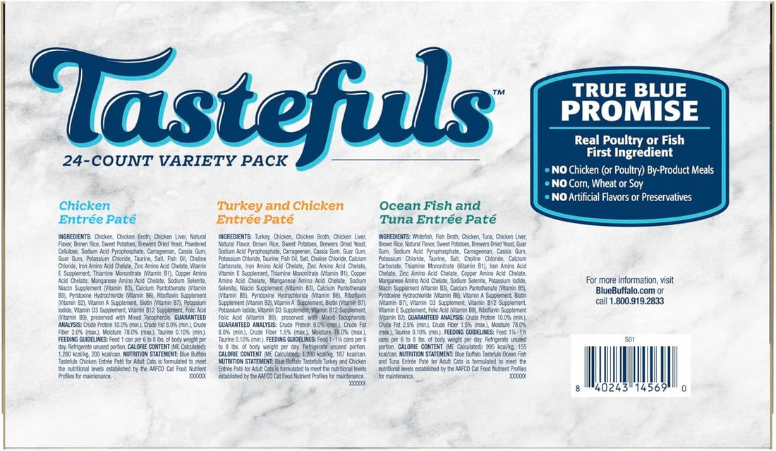 Blue Buffalo Tastefuls Wet Cat Food Paté Variety Pack for Adult Cats