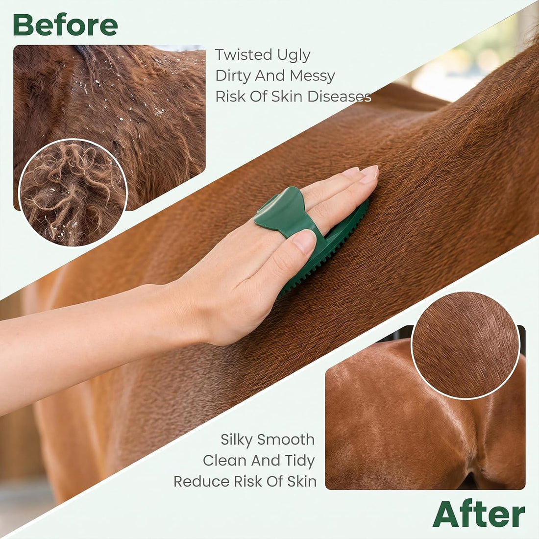 Rubber Curry Comb for Horse Ergonomic Handle Curry Brush for Dogs