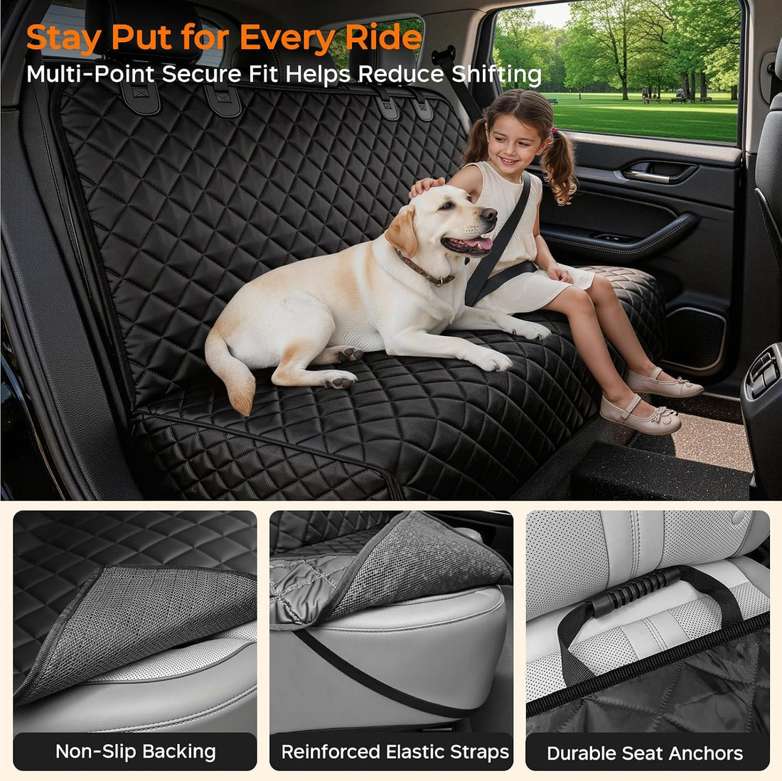 URPOWER Dog Car Seat Cover for Back Seat