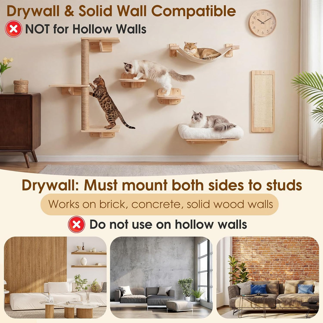 6-in-1 Cat Wall Shelves for Large Cats