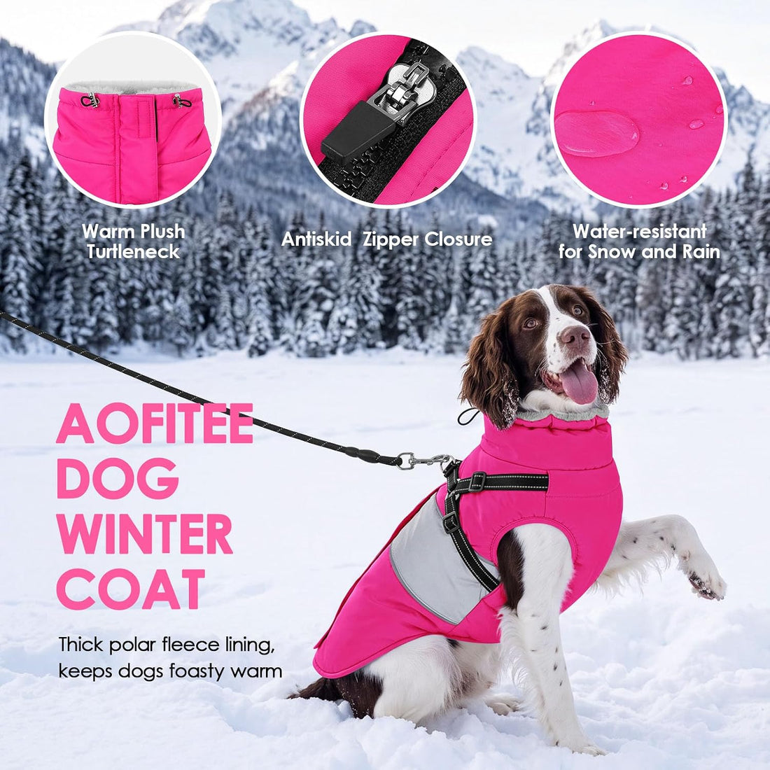 AOFITEE Dog Coat Large Dog Winter Coat Waterproof Dogs Jacket