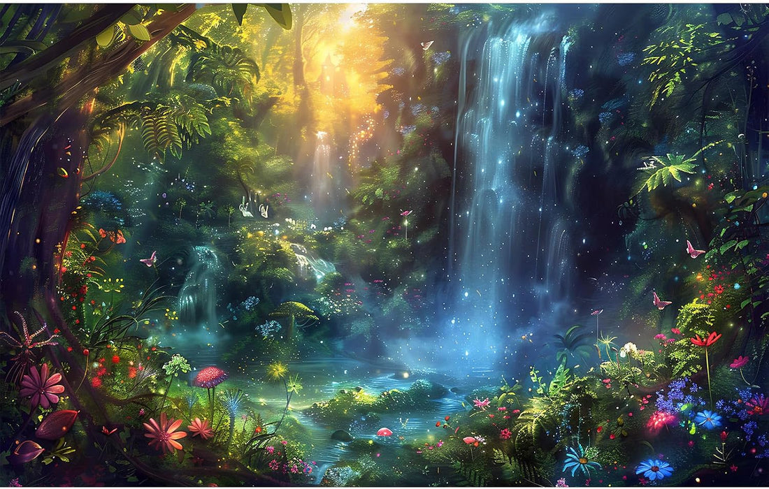 Fantasy Forest Landscape Aquarium Background Waterfall Jungle