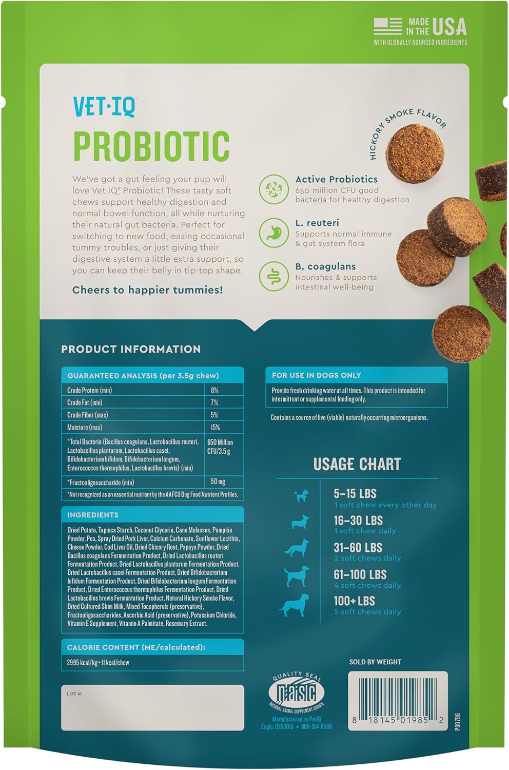VetIQ Probiotic Supplement for Dogs, Digestive Support for Dogs