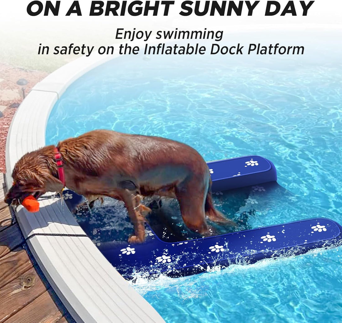 Inflatable Dock Platform, Lagre Dog Boat Ramp for Pool Floating