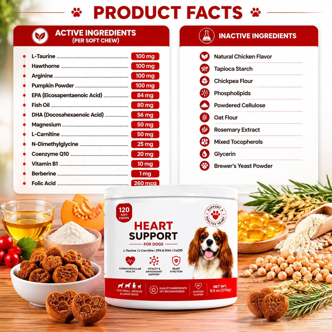 Taurine for Dogs - Heart Support Supplement, with L-Taurine