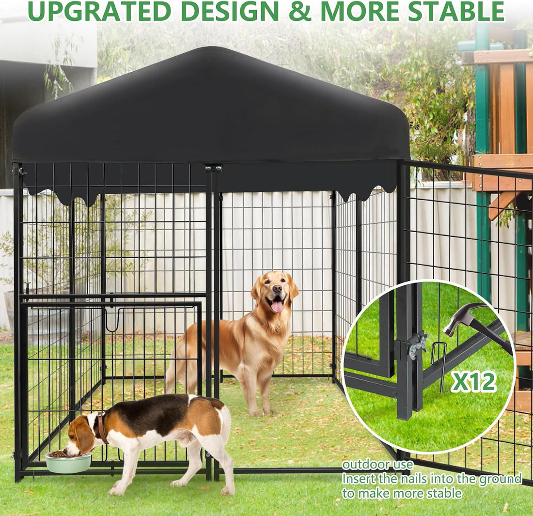 Dog Kennel Outdoor 4x4.2x4.5ft, Outside Dog Kennel with Roof