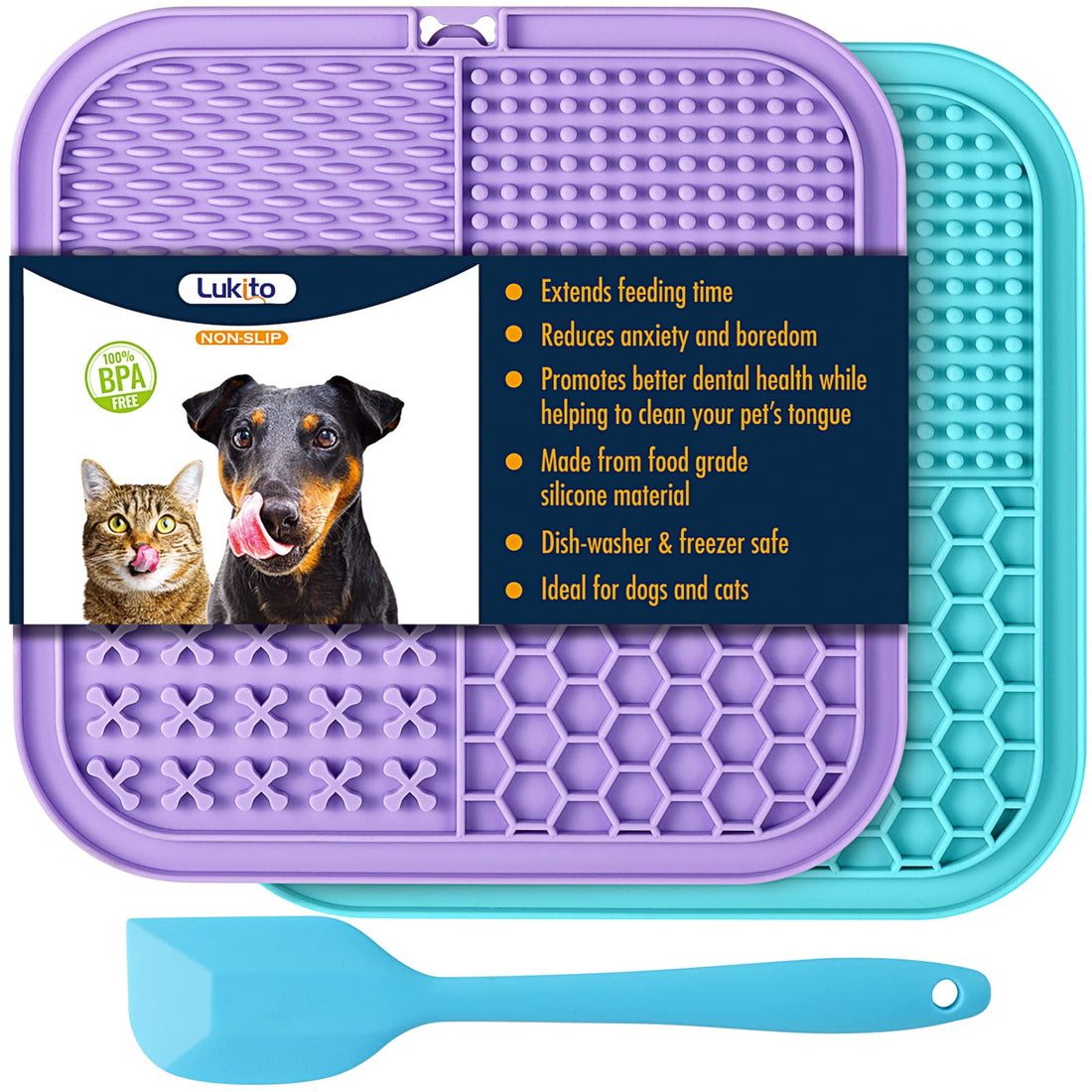 LUKITO Lick Mat for Dogs & Cats 2 Pack with Suction Cups